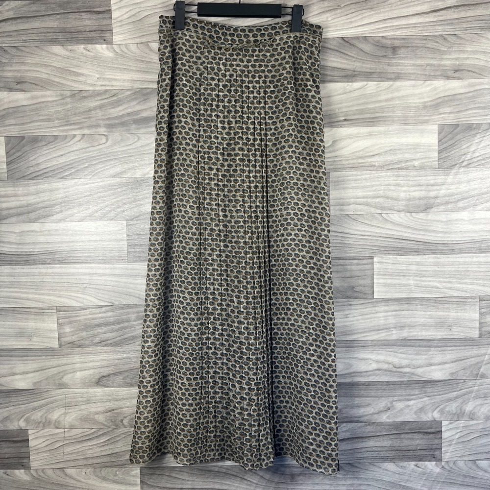 Rachel Rachel Roy Long Pleated Skirt Womens Small Brown Geometric Lined Side Zip